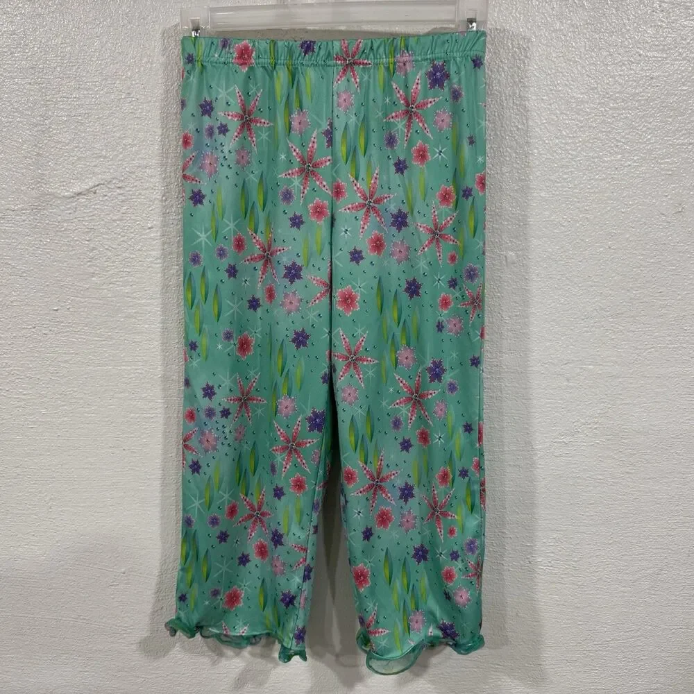 Shimmer & Shine Girls PJ Pants Size 10-12 Green Pink Purple Floral Sleepwear